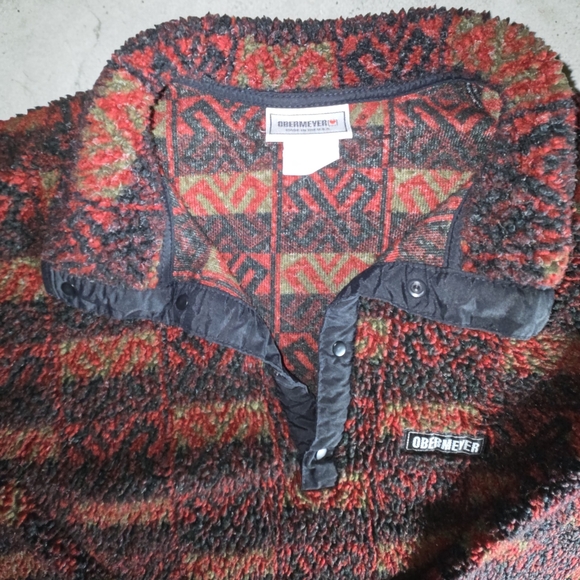 Vintage Obermeyer Patterned Fleece Pullover Aztec Tribal Snap Jacket Gorpcore - Picture 5 of 14